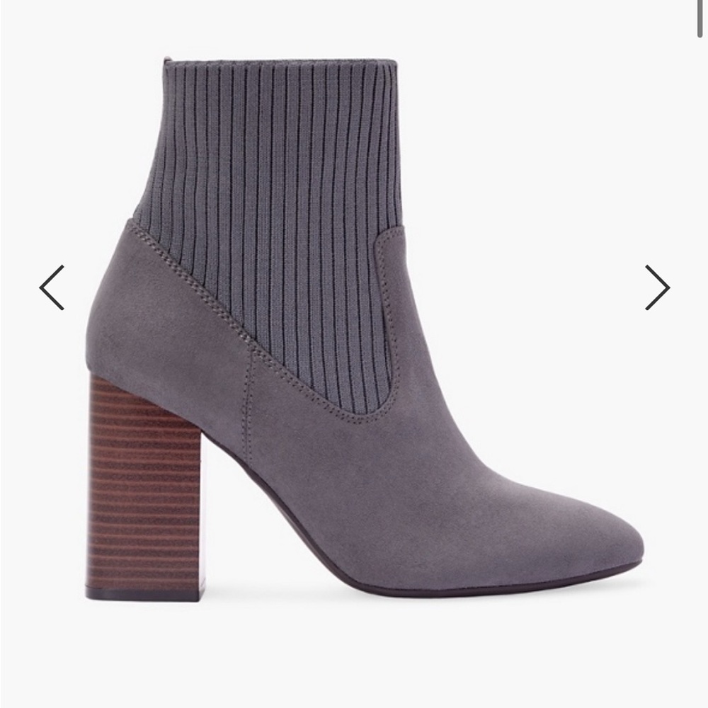 JustFab Gray Rainsford Knit Sock-Style Ankle Boots Booties
